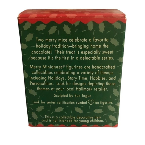 VINTAGE HALLMARK Merry Miniatures "Hershey's" Mice & Hershey's Kiss 2pc Figurine - Picture 4 of 7